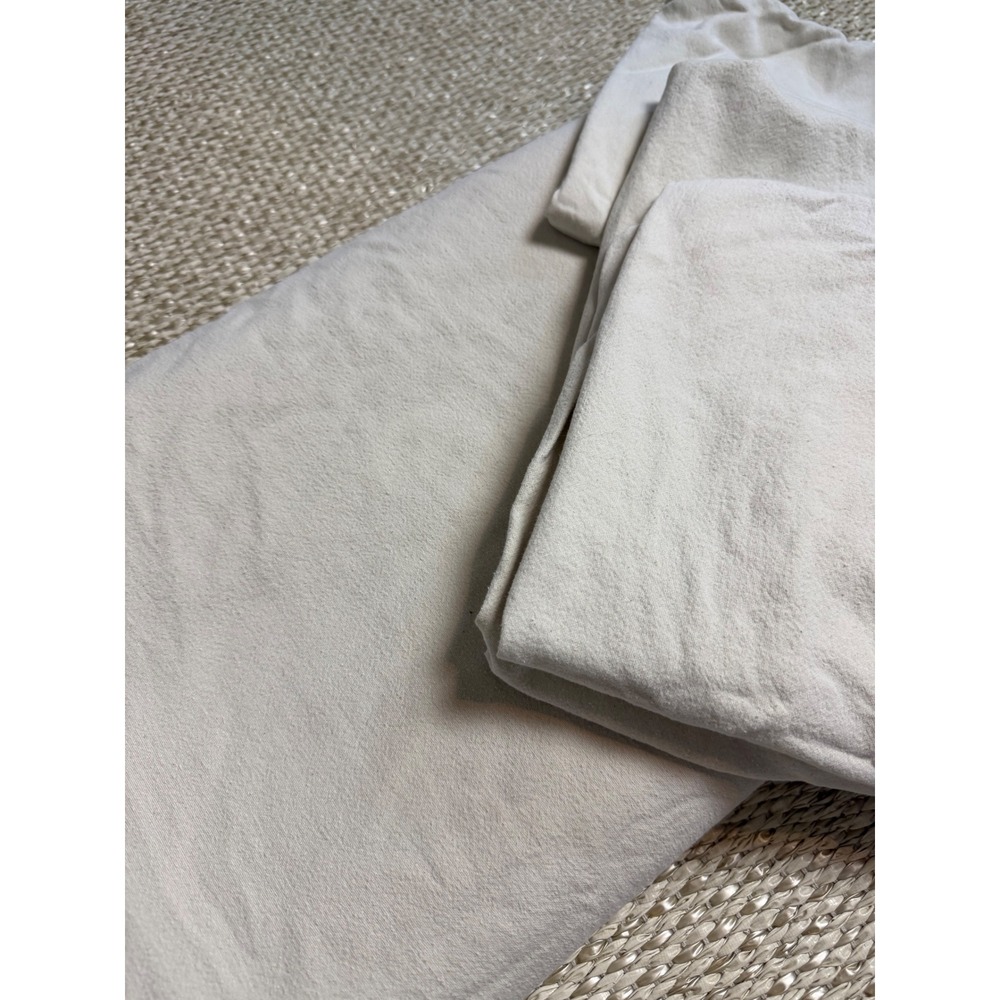 Garnet Hill 100% Cotton Flannel Sheet Set Germany Cream 4 Piece Queen flat cases